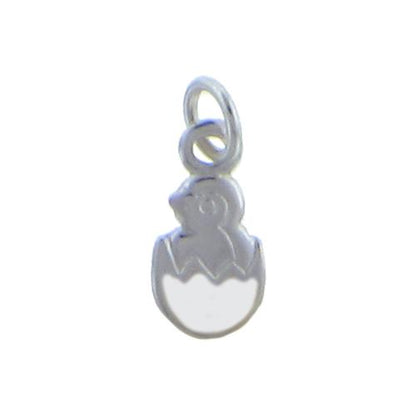 Sterling Silver Enamel, 6.0mm Width by 1.3mm Length by 11.6mm Height, Chick in Egg Charm. Quantity Per Pack: 6 Pieces.