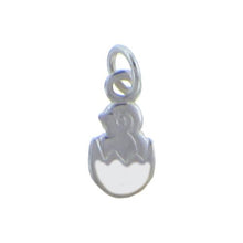 Load image into Gallery viewer, Sterling Silver Enamel, 6.0mm Width by 1.3mm Length by 11.6mm Height, Chick in Egg Charm. Quantity Per Pack: 6 Pieces.
