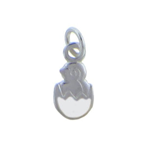 Sterling Silver Enamel, 6.0mm Width by 1.3mm Length by 11.6mm Height, Chick in Egg Charm. Quantity Per Pack: 6 Pieces.