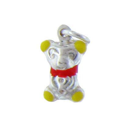 Sterling Silver Enamel, 7.8mm Width by 5.4mm Length by 13.6mm Height, Teddy Bear Charm. Quantity Per Pack: 2 Pieces.