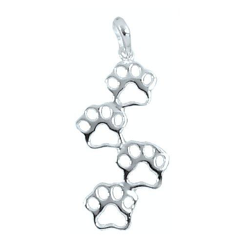 Sterling Silver, 17.3mm Width by 1.7mm Length by 33.2mm Height, Paw Prints Charm. Quantity Per Pack: 2 Pieces.