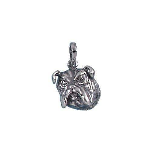 Sterling Silver Oxidized, 13.5mm Width by 7.2mm Length by 15.2mm Height, Bulldog Pendant. Quantity Per Pack: 1 Piece.