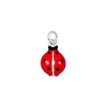 Load image into Gallery viewer, Sterling Silver Enamel, 10.2mm Width by 5.8mm Length by 15.7mm Height, Ladybug Charm. Quantity Per Pack: 2 Pieces.
