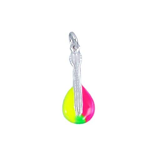 Sterling Silver Enamel, 9.1mm Width by 3.6mm Length by 23.6mm Height, Guitar Charm. Quantity Per Pack: 2 Pieces.