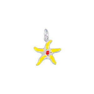 Sterling Silver Enamel, 13.0mm Width by 3.5mm Length by 13.9mm Height, Starfish Charm. Quantity Per Pack: 2 Pieces.