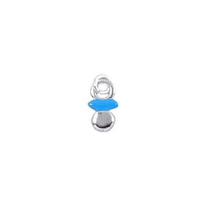 Sterling Silver Enamel, 6.1mm Width by 1.4mm Length by 10.9mm Height, Pacifier Charm. Quantity Per Pack: 6 Pieces.