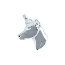 Load image into Gallery viewer, Sterling Silver, 17.2mm Width by 3.0mm Length by 20.9mm Height, Dobermann Dog Pendant. Quantity Per Pack: 1 Piece.
