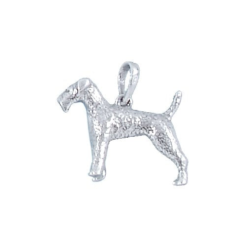 Sterling Silver Oxidized, 21.2mm Width by 5.8mm Length by 17.7mm Height, Airedale Terrier Dog Pendant. Quantity Per Pack: 1 Piece.