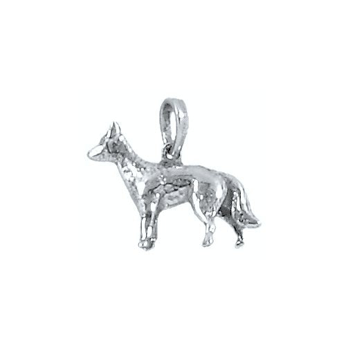 Sterling Silver Oxidized, 20.8mm Width by 4.9mm Length by 16.2mm Height, German Shepherd Dog Pendant. Quantity Per Pack: 1 Piece.