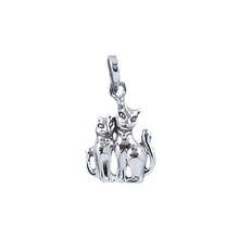 Load image into Gallery viewer, Sterling Silver Oxidized, 12.4mm Width by 2.7mm Length by 17.6mm Height, Cats Pendant. Quantity Per Pack: 1 Piece.
