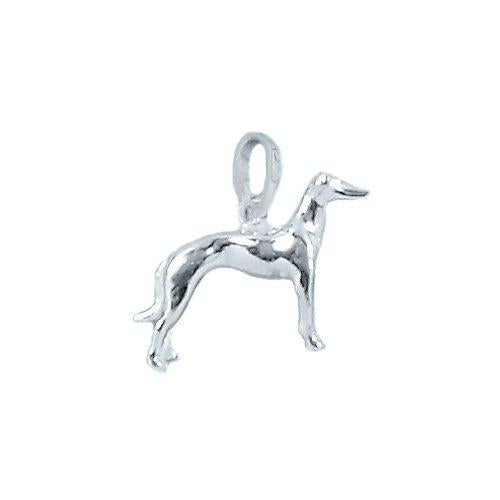 Sterling Silver, 21.0mm Width by 5.5mm Length by 18.0mm Height, Grey Hound Dog Pendant. Quantity Per Pack: 1 Piece.