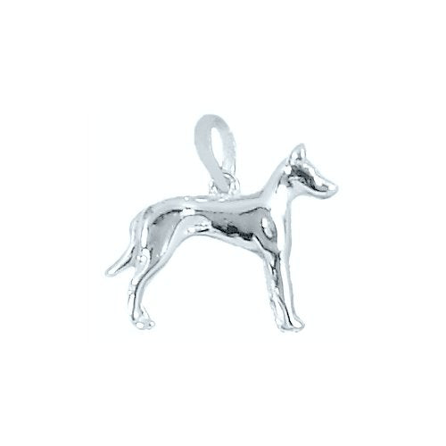 Sterling Silver, 23.5mm Width by 4.3mm Length by 17.4mm Height, Great Dane Dog Pendant. Quantity Per Pack: 1 Piece.