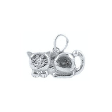 Load image into Gallery viewer, Sterling Silver Oxidized, 22.0mm Width by 1.9mm Length by 12.1mm Height, Cat Pendant. Quantity Per Pack: 2 Pieces.
