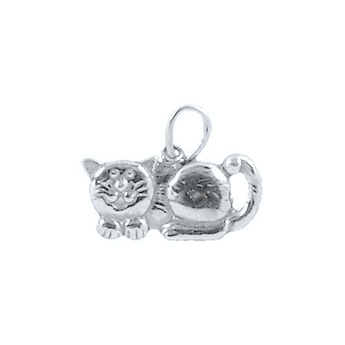 Sterling Silver Oxidized, 22.0mm Width by 1.9mm Length by 12.1mm Height, Cat Pendant. Quantity Per Pack: 2 Pieces.