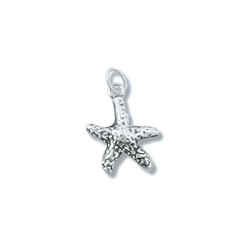 Sterling Silver, 13.5mm Width by 2.6mm Length by 16.3mm Height, Starfish Charm. Quantity Per Pack: 3 Pieces.