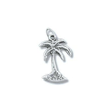 Load image into Gallery viewer, Sterling Silver, 11.7mm Width by 0.9mm Length by 18.8mm Height, Palm Tree Charm. Quantity Per Pack: 3 Pieces.
