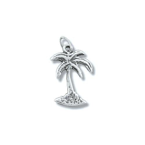 Sterling Silver, 11.7mm Width by 0.9mm Length by 18.8mm Height, Palm Tree Charm. Quantity Per Pack: 3 Pieces.