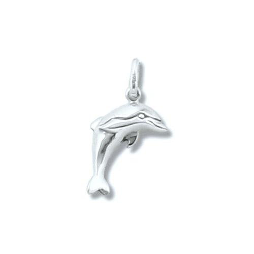 Sterling Silver Oxidized, 12.4mm Width by 3.0mm Length by 17.8mm Height, Dolphin Pendant. Quantity Per Pack: 1 Piece.