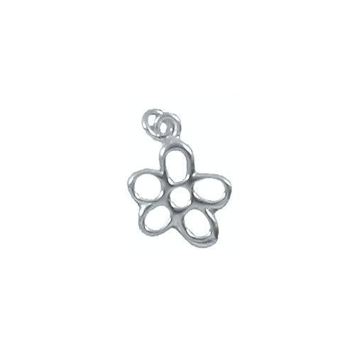 Sterling Silver, 12.1mm Width by 1.3mm Length by 16.2mm Height, Flower Charm. Quantity Per Pack: 4 Pieces.