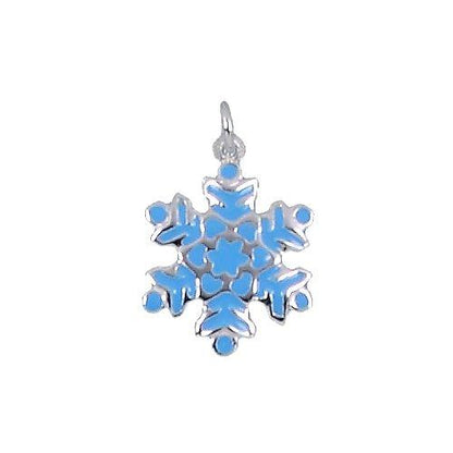 Sterling Silver, 16.4mm Width by 1.7mm Length by 21.4mm Height, Enamel Snowflake Charm. Quantity Per Pack: 1 Piece.