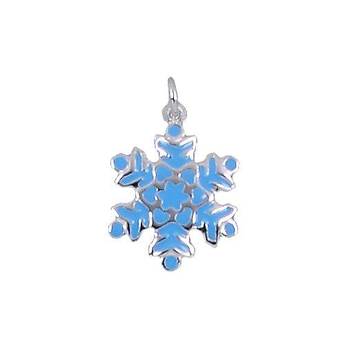 Sterling Silver, 16.4mm Width by 1.7mm Length by 21.4mm Height, Enamel Snowflake Charm. Quantity Per Pack: 1 Piece.