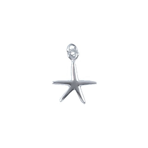 Sterling Silver, 13.4mm Width by 1.8mm Length by 15.8mm Height, Starfish Charm. Quantity Per Pack: 4 Pieces.