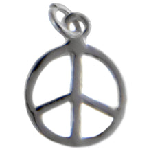 Load image into Gallery viewer, Sterling Silver, 10.3mm Width by 0.87mm Length by 13.3mm Height, Peace Sign Charm. Quantity Per Pack: 6 Pieces.
