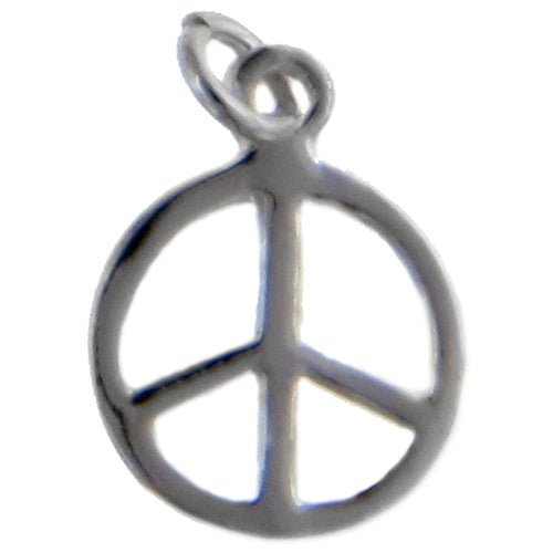 Sterling Silver, 10.3mm Width by 0.87mm Length by 13.3mm Height, Peace Sign Charm. Quantity Per Pack: 6 Pieces.