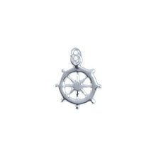 Load image into Gallery viewer, Sterling Silver, 8.5mm Width by 0.7mm Length by 12.8mm Height, Ship Wheel Charm. Quantity Per Pack: 6 Pieces.
