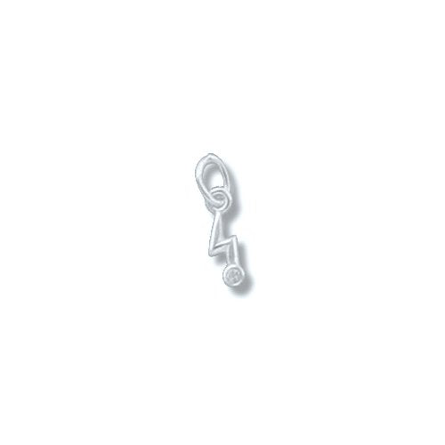 Sterling Silver, 3.4mm Width by 1.8mm Length by 9.7mm Height, Bolt Pendant with 2.1mm CZ. Quantity Per Pack: 10 Pieces.