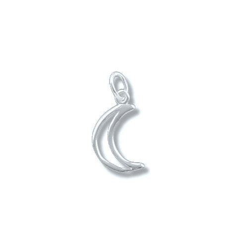 Sterling Silver, 8.2mm Width by 0.8mm Length by 14.3mm Height, Moon Pendant. Quantity Per Pack: 10 Pieces.