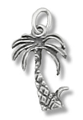 Sterling Silver Oxidized, 7.8mm Width by 2.9mm Length by 14.2mm Height, Palm Tree Pendant. Quantity Per Pack: 10 Pieces.