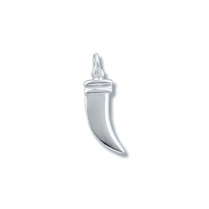 Sterling Silver, 6.4mm Width by 1.6mm Length by 18.7mm Height, Animal Tooth Pendant. Quantity Per Pack: 2 Pieces.