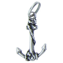 Load image into Gallery viewer, Sterling Silver Oxidized, 12.0mm Width by 2.6mm Length by 18.7mm Height, Anchor Pendant. Quantity Per Pack: 5 Pieces.
