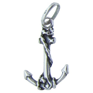 Sterling Silver Oxidized, 12.0mm Width by 2.6mm Length by 18.7mm Height, Anchor Pendant. Quantity Per Pack: 5 Pieces.