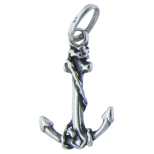 Sterling Silver Oxidized, 12.0mm Width by 2.6mm Length by 18.7mm Height, Anchor Pendant. Quantity Per Pack: 5 Pieces.