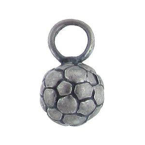 Sterling Silver Oxidized, 8.2mm Width by 8.4mm Length by 14.4mm Height, Soccer Ball Charm. Quantity Per Pack: 1 Piece.