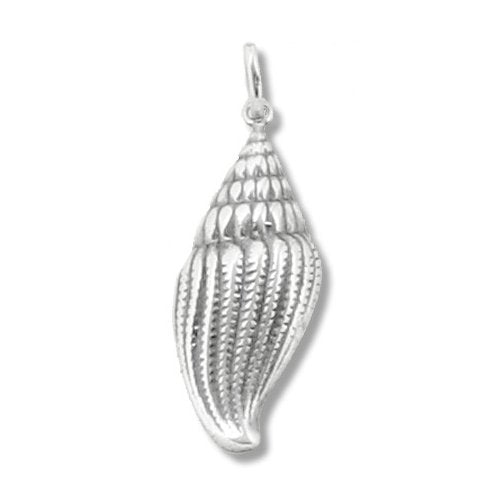 Sterling Silver Oxidized, 12.8mm Width by 3.8mm Length by 33.1mm Height, Shell Pendant. Quantity Per Pack: 2 Pieces.