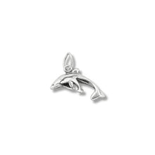 Load image into Gallery viewer, Sterling Silver Oxidized, 15.2mm Width by 3.1mm Length by 13.2mm Height, Dolphins Pendant. Quantity Per Pack: 10 Pieces.
