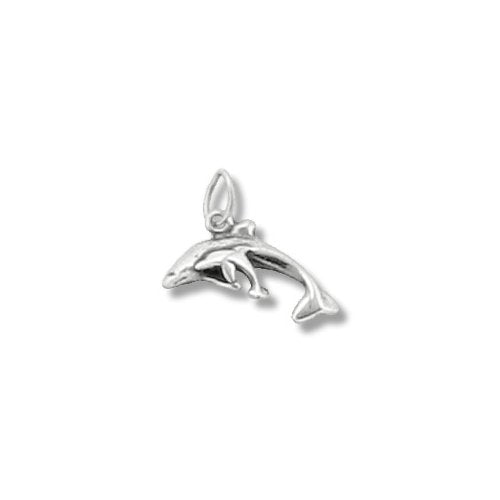 Sterling Silver Oxidized, 15.2mm Width by 3.1mm Length by 13.2mm Height, Dolphins Pendant. Quantity Per Pack: 10 Pieces.