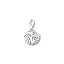 Load image into Gallery viewer, Sterling Silver Oxidized, 11.1mm Width by 0.9mm Length by 15.1mm Height, Scallop Shell Pendant. Quantity Per Pack: 5 Pieces.
