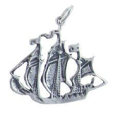 Load image into Gallery viewer, Sterling Silver Oxidized, 18.5mm Width by 1.0mm Length by 16.2mm Height, Boat Pendant. Quantity Per Pack: 5 Pieces.
