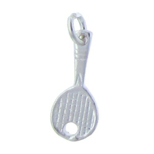 Sterling Silver, 5.8mm Width by 1.0mm Length by 13.4mm Height, Racket Charm. Quantity Per Pack: 4 Pieces.