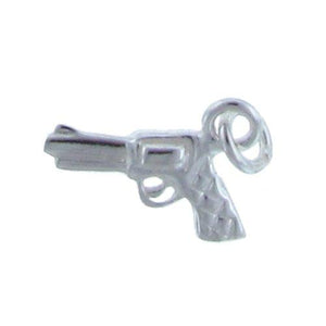 Sterling Silver, 11.3mm Width by 3.1mm Length by 9.8mm Height, Gun Charm. Quantity Per Pack: 4 Pieces.