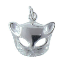 Load image into Gallery viewer, Sterling Silver, 13.5mm Width by 3.1mm Length by 12.9mm Height, Cat Face Mask Charm. Quantity Per Pack: 2 Pieces.
