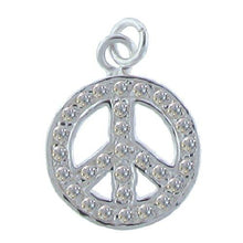 Load image into Gallery viewer, Sterling Silver, 12.8mm Width by 1.4mm Length by 12.8mm Height, Peace Sign With CZ, Charm. Quantity Per Pack: 1 Piece.
