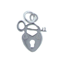 Load image into Gallery viewer, Sterling Silver, 9.0mm Width by 1.0mm Length by 11.5mm Height, Heart Shaped Pad Lock With Key Charm. Quantity Per Pack: 2 Pieces.
