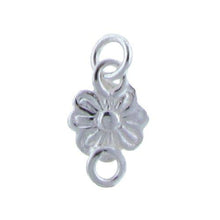 Load image into Gallery viewer, Sterling Silver, 10.8mm Width by 1.8mm Length by 7.0mm Height, Flower Connector Charm. Quantity Per Pack: 2 Pieces.
