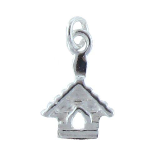 Sterling Silver, 8.7mm Width by 1.5mm Length by 13.2mm Height, Birdhouse Charm. Quantity Per Pack: 4 Pieces.