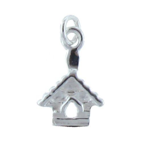 Sterling Silver, 8.7mm Width by 1.5mm Length by 13.2mm Height, Birdhouse Charm. Quantity Per Pack: 4 Pieces.